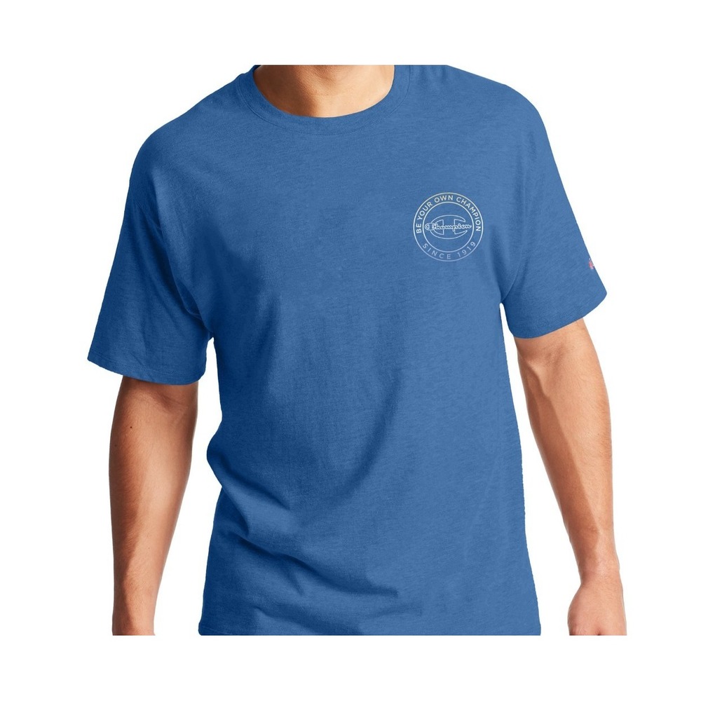 Champion Be Your Own Champion T Shirt MensSL Blue Graphic Logo Short Sleeve  NWT